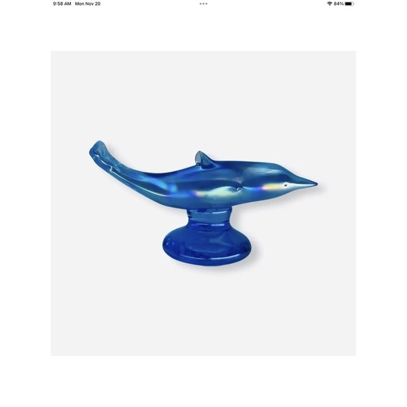 VTG Handmade Grandma Bluebirds Ron Roy Signed Dolphin Figurine Art Glass USA HTF - Picture 6 of 15